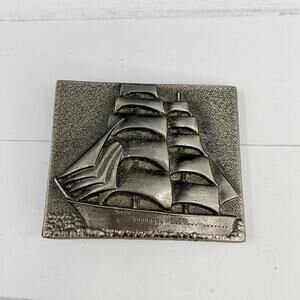 Sailing Ship Clipper Nautical Theme Silver Tone Belt Buckle